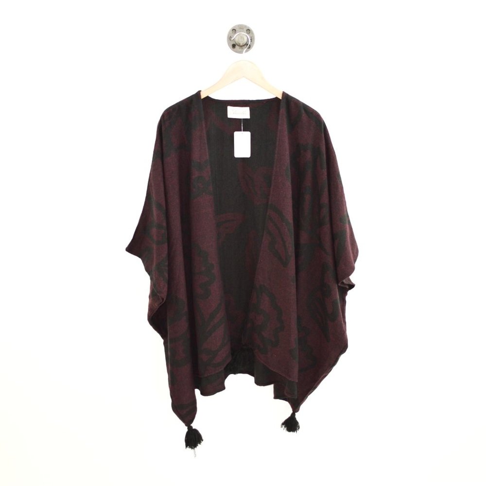 Cleobella Floral Woven Knit Tassel Cape #186-139